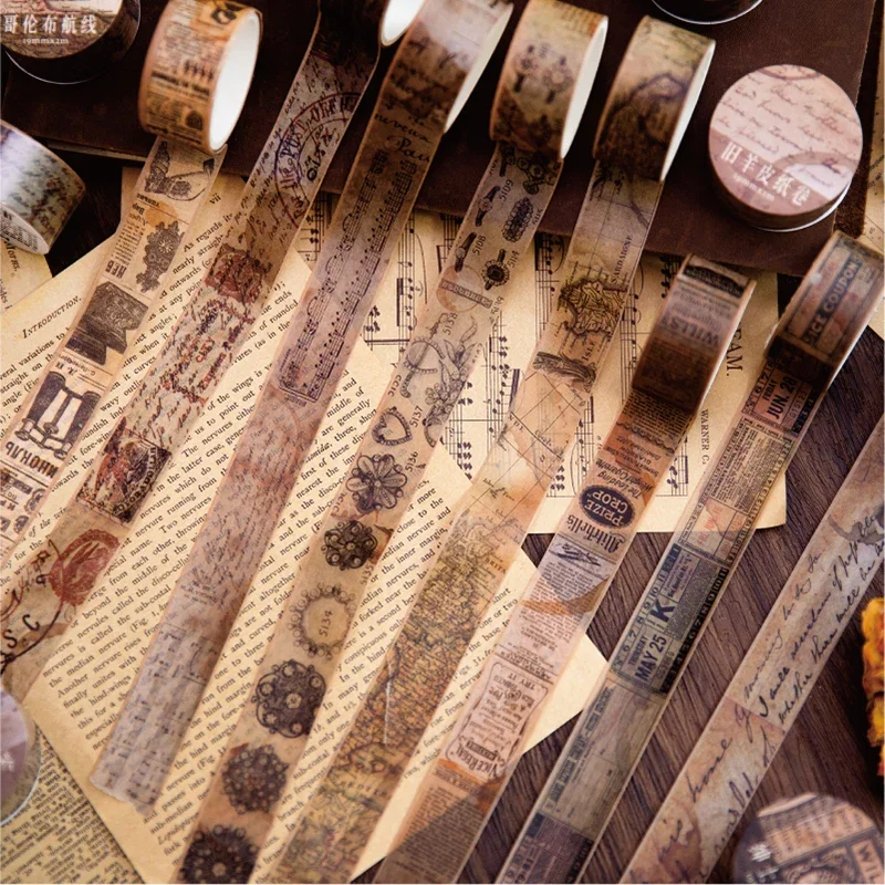 Vintage Junk Journal Scrapbooking Paper - أشرطة واشي ورقية لاصقة عتيقة ،