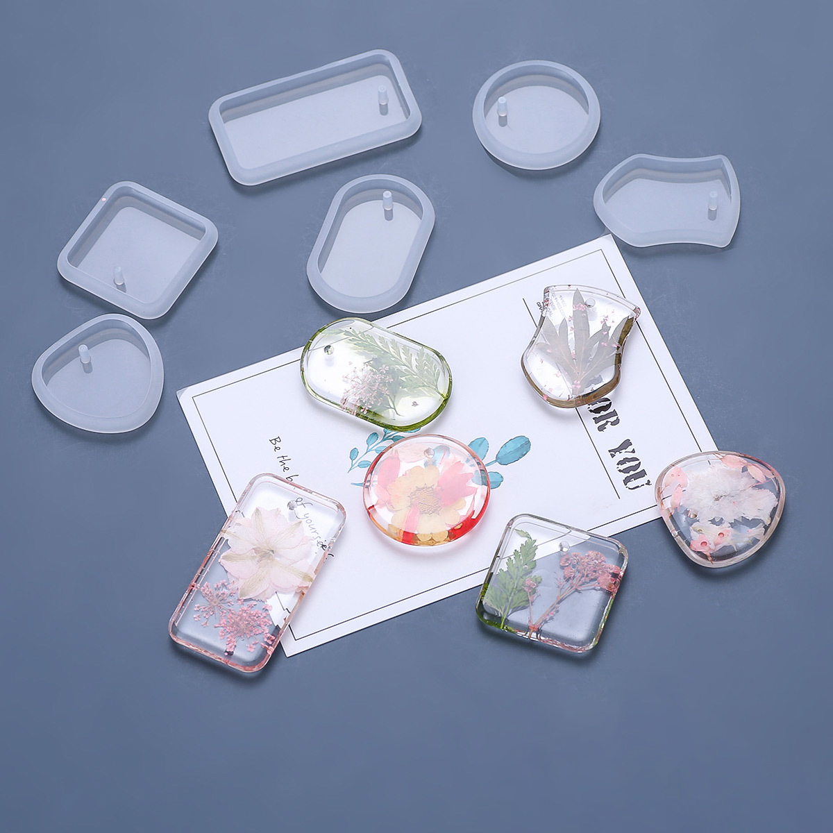 Silicone Epoxy Resin Molds Set - 1/6/10 قطعة Keychain بها بنفسك المفاتيح