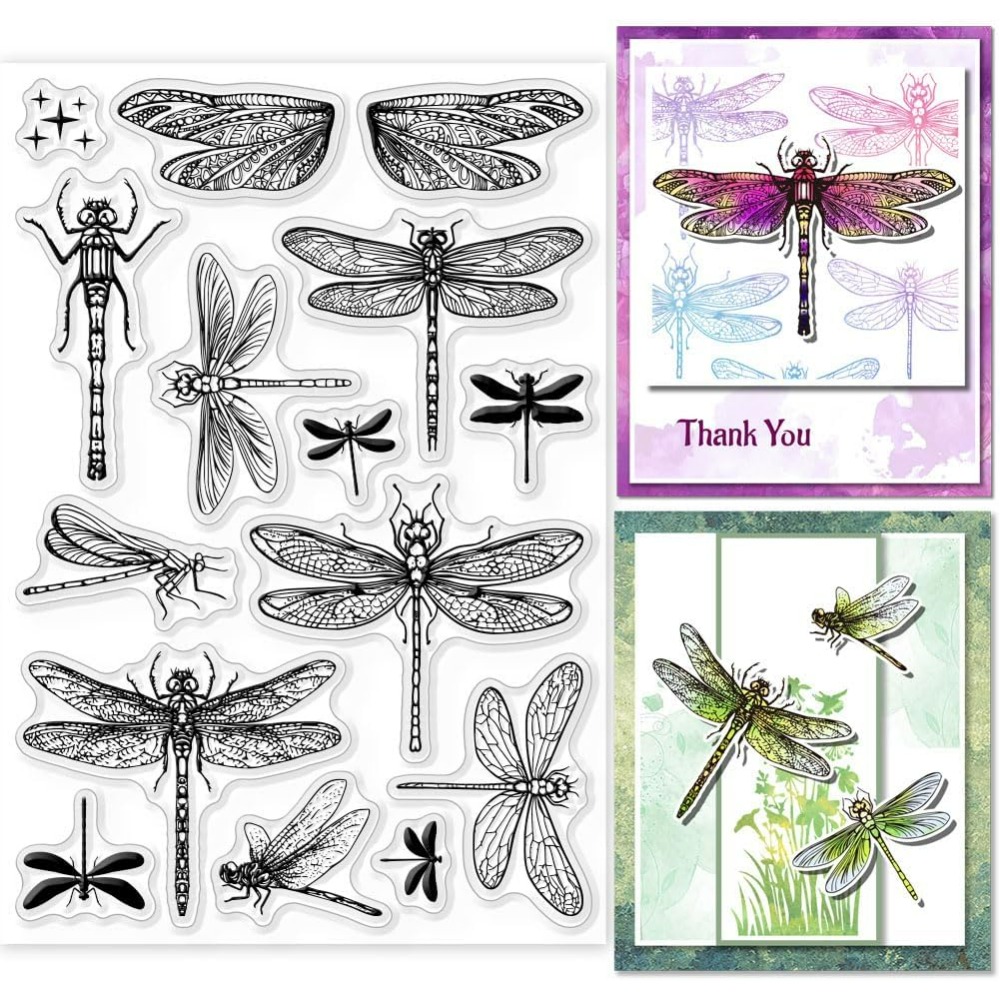 Clear Silicone Stamps For Card Making - طوابع اليعسوب واضحة لقصاصات ذاتية الصنع