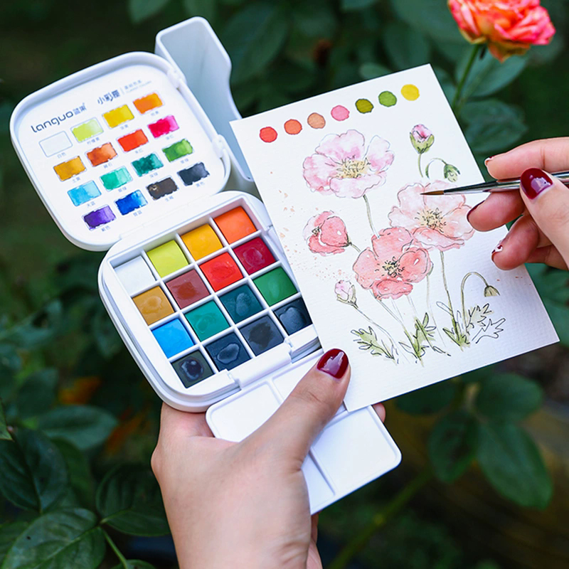 Watercolor Paint Set Solid Pigment - LANGUO 16 ألوان مجموعة الطلاء بالألوان