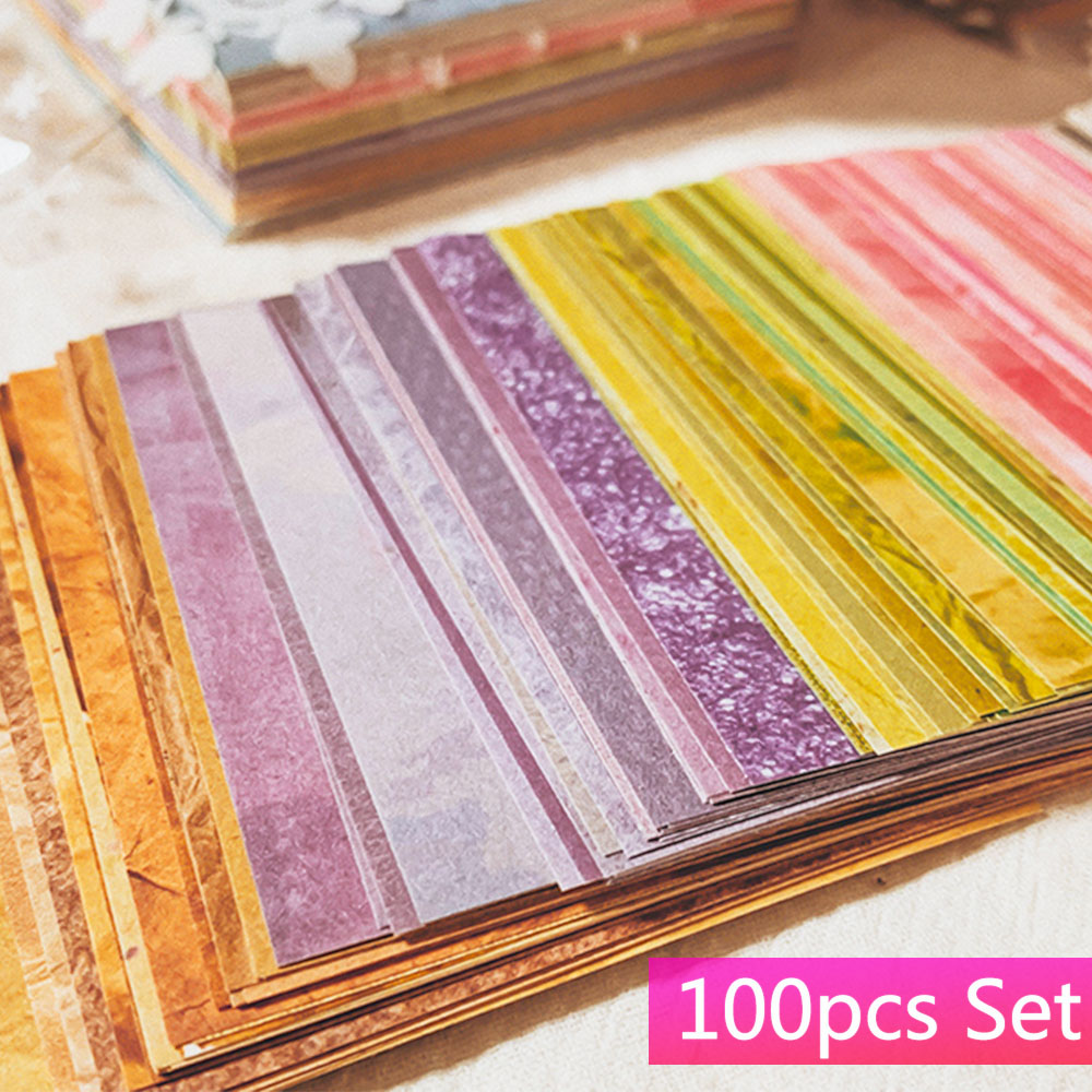 Vintage Junk Journal Scrapbooking Paper - 100 قطعة خلفية الملمس الملونة ورق
