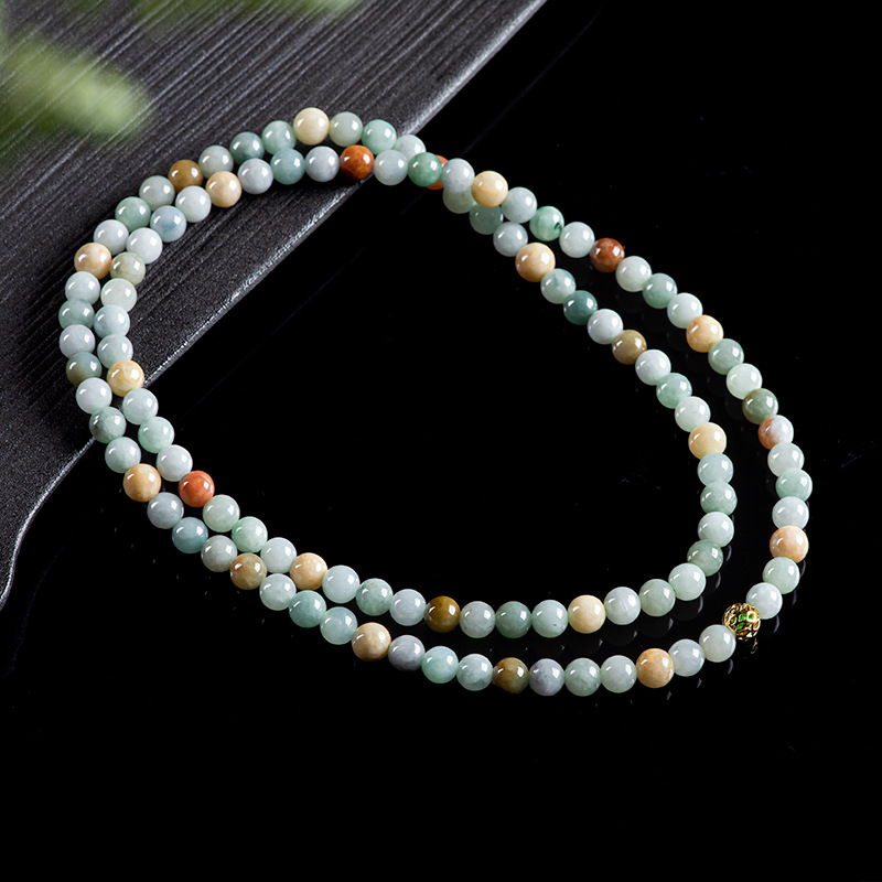 Beading - سوار وقلادة من حجر اليشم البورمي،