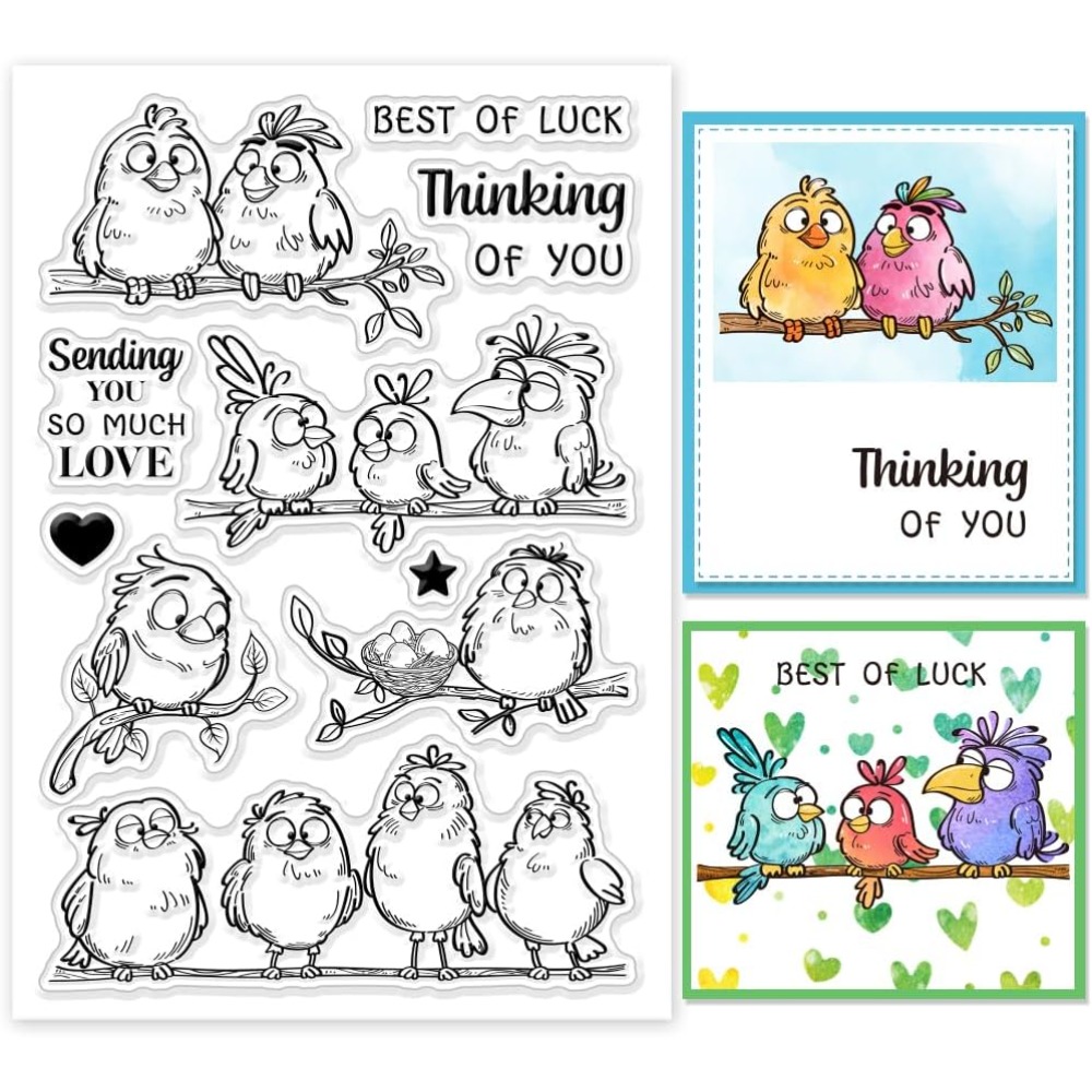 Clear Silicone Stamps For Card Making - مضحك فروع الطيور واضح Stamps الكرتون