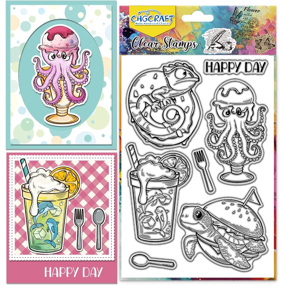 Clear Silicone Stamps For Card Making - الحيوانات البحرية واضح Stamps السلاحف شفافة