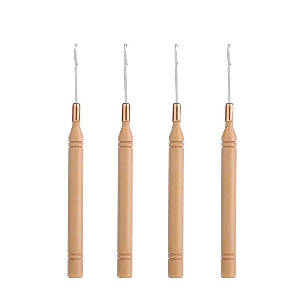 Wooden Crochet Hooks Ergonomic Handle - إبرة خياطة الشعر بمقبض خشبي مريح،