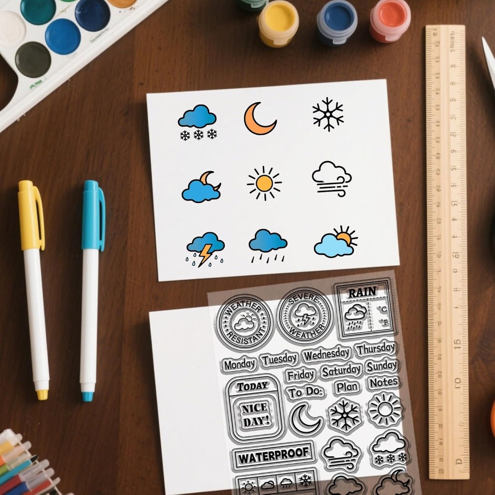 مذكرات الطقس ختم واضح لسكرابوك - مراجعة Clear Silicone Stamps For Card Making وسعره