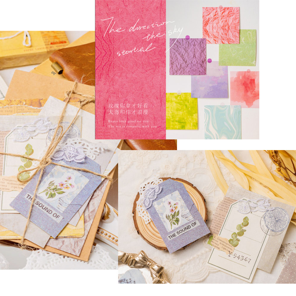 100 قطعة خلفية الملمس الملونة  - مراجعة Vintage Junk Journal Scrapbooking Paper وسعره