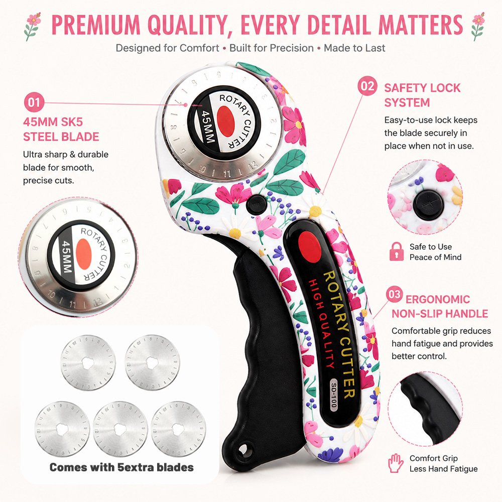 قاطع دوار 45 مم لقص الورق والق - مراجعة Rotary Cutter For Fabric 45Mm وسعره