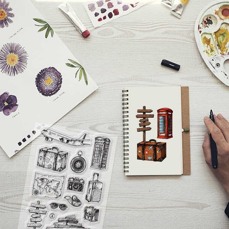 السفر سيليكون واضح ختم خريطة ا - مراجعة Clear Silicone Stamps For Card Making وسعره
