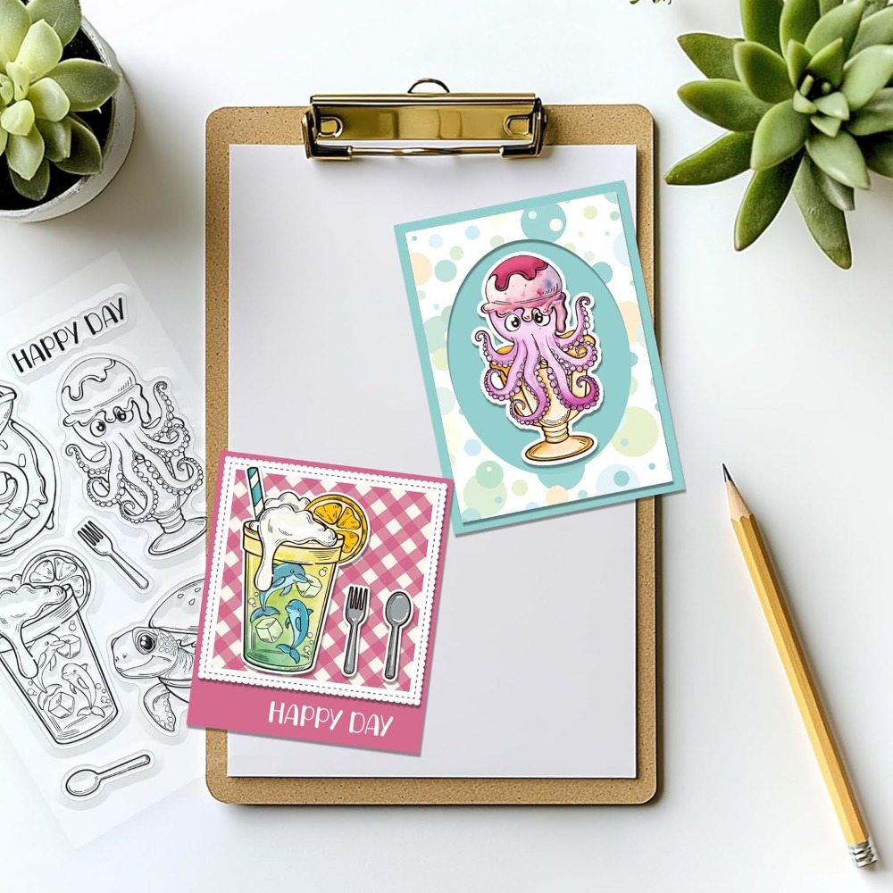 الحيوانات البحرية واضح Stamps  - مراجعة Clear Silicone Stamps For Card Making وسعره