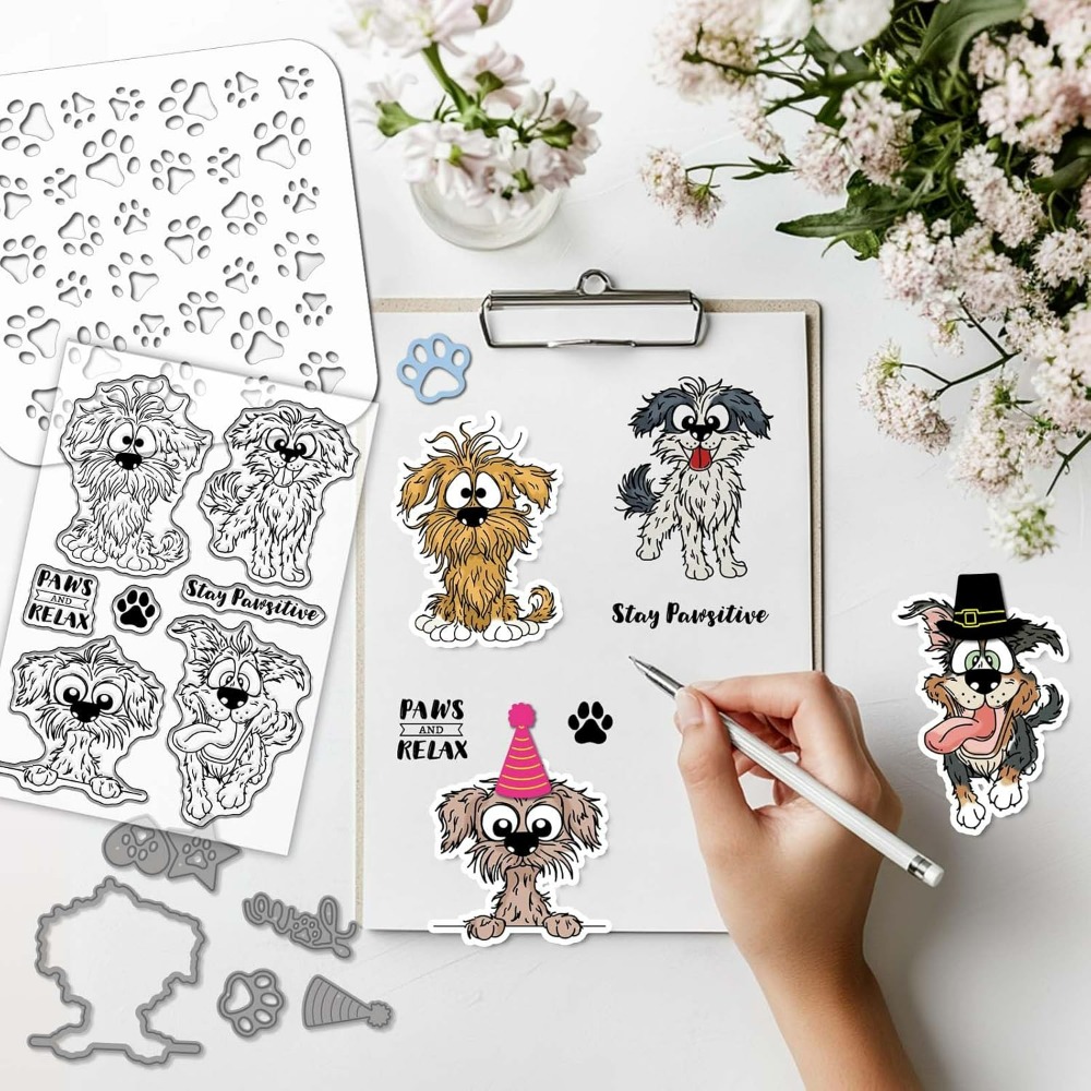 الهزلي الكلب واضح سيليكون ختم  - مراجعة Clear Silicone Stamps For Card Making وسعره