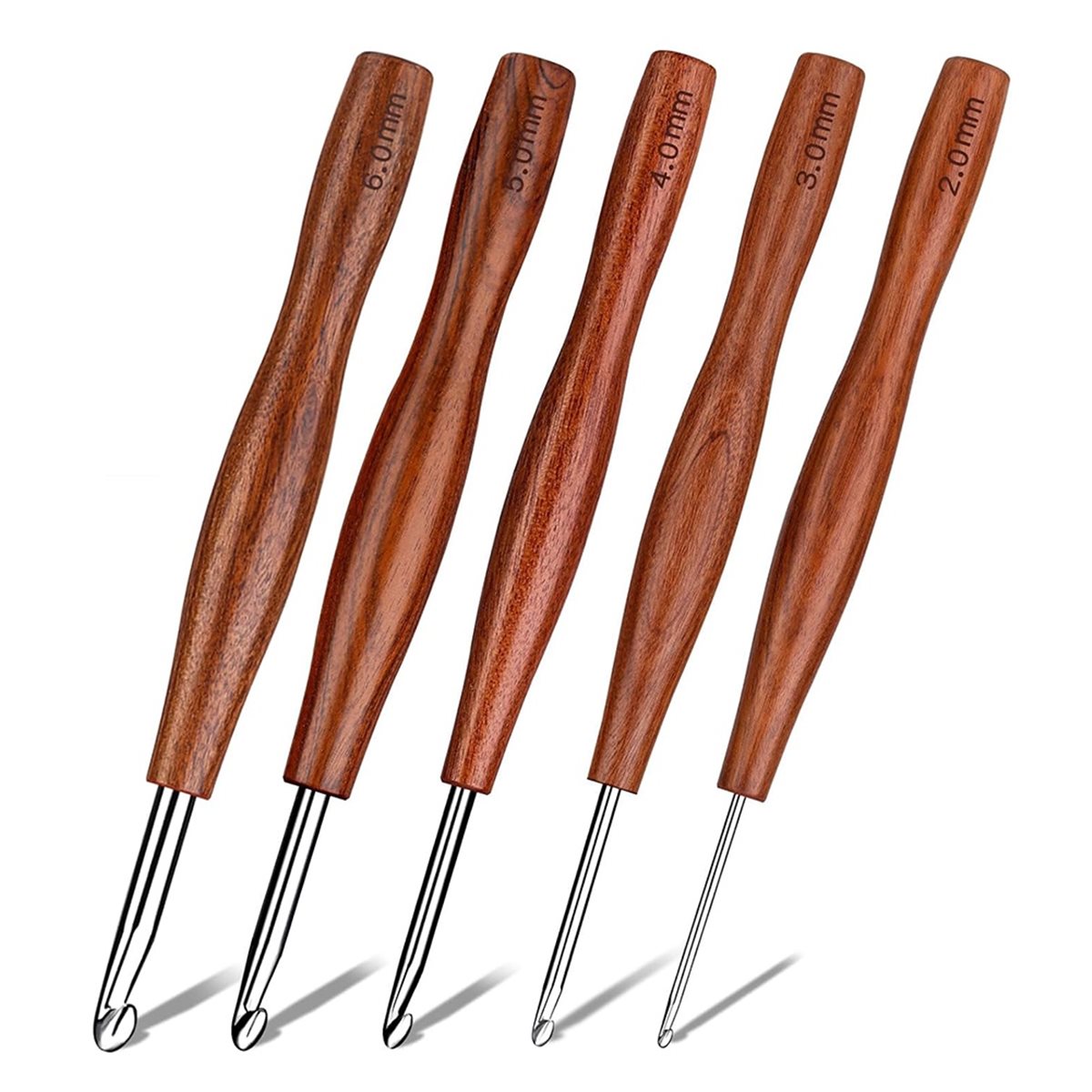 مجموعة من 5 إبر كروشيه من NOCM - مراجعة Wooden Crochet Hooks Ergonomic Handle وسعره