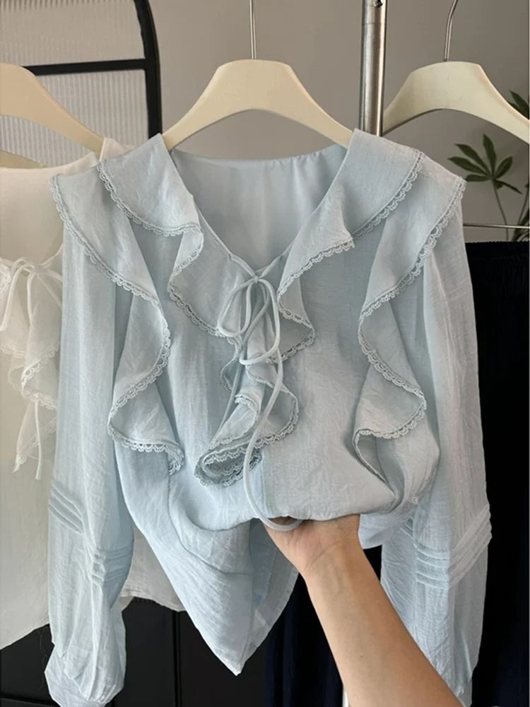 بلوزة فرنسية أنيقة بياقة على ش - مراجعة Embroidery وسعره
